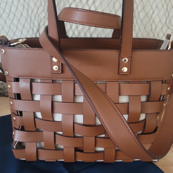 Cole Haan Brown Woven Leather Bag - STUNNING - Picture 8 of 16